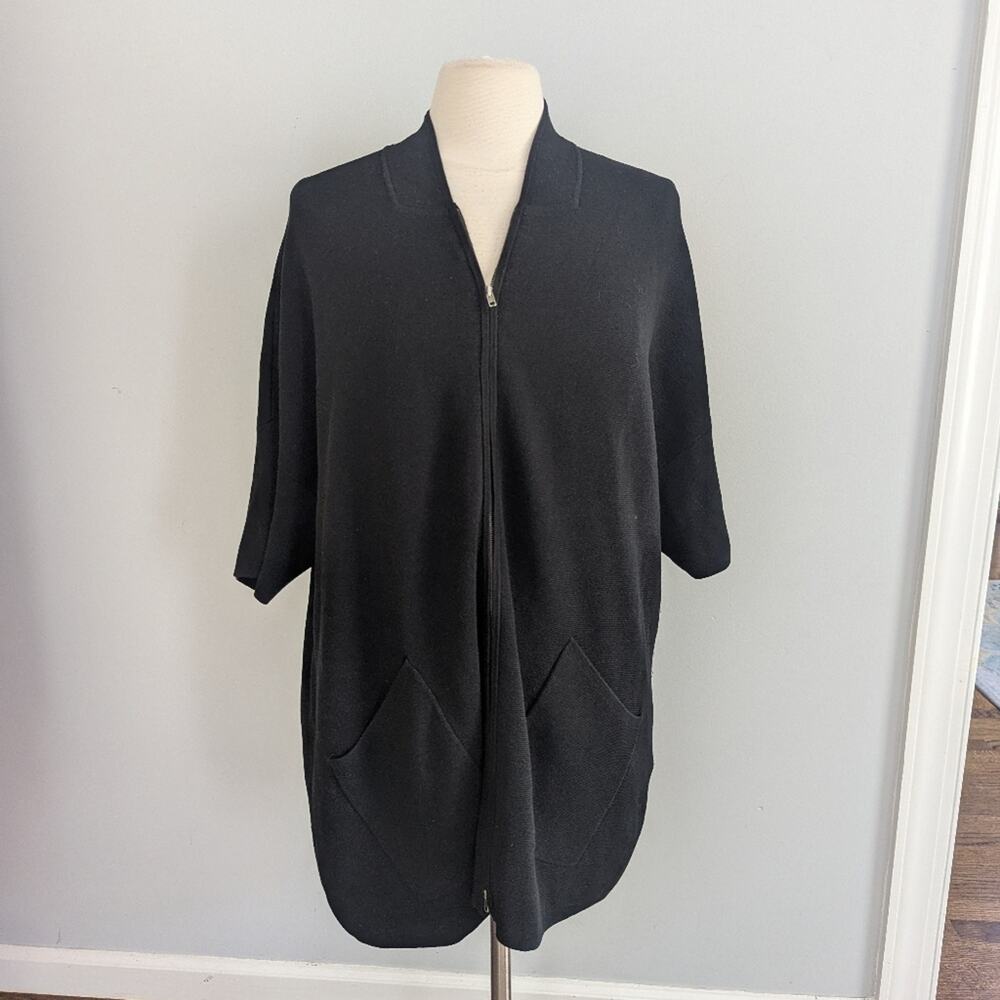 Women's Eileen Fisher Medium Silk And Cotton Notch Collar Jacket
